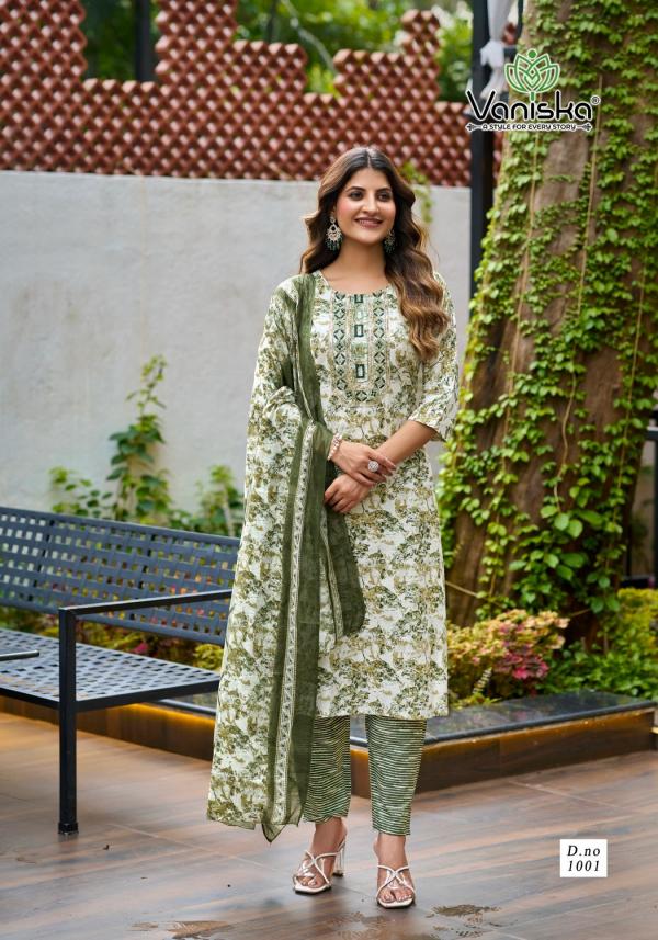 Vaniska Trendy Cotton Vol 1 Embroidery Work With Printed Readymade Collection